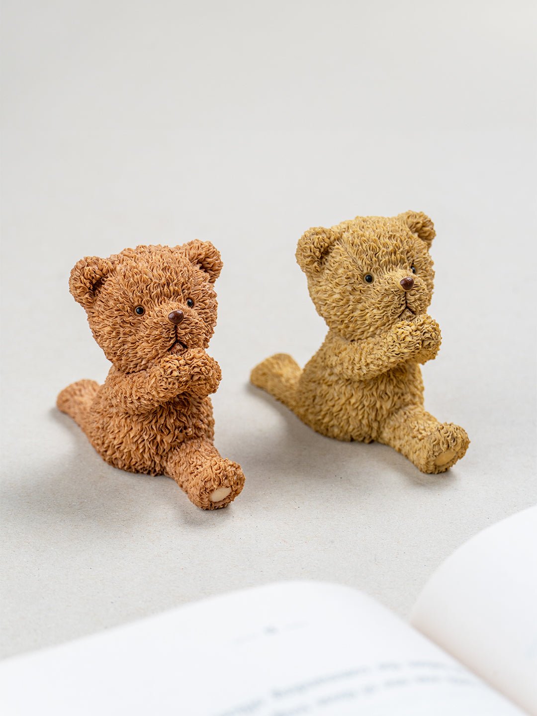Brown & Beige Yoga Pose Teddy Bear Figurines Set of 2 - The Golden Theory