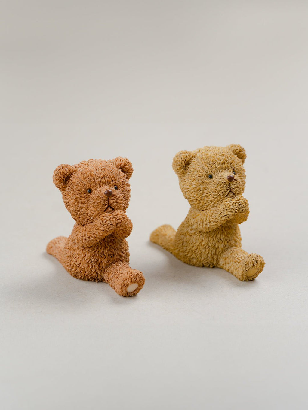 Brown & Beige Yoga Pose Teddy Bear Figurines Set of 2 - The Golden Theory