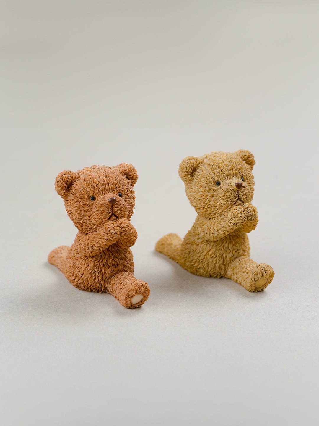 Brown & Beige Yoga Pose Teddy Bear Figurines Set of 2 - The Golden Theory