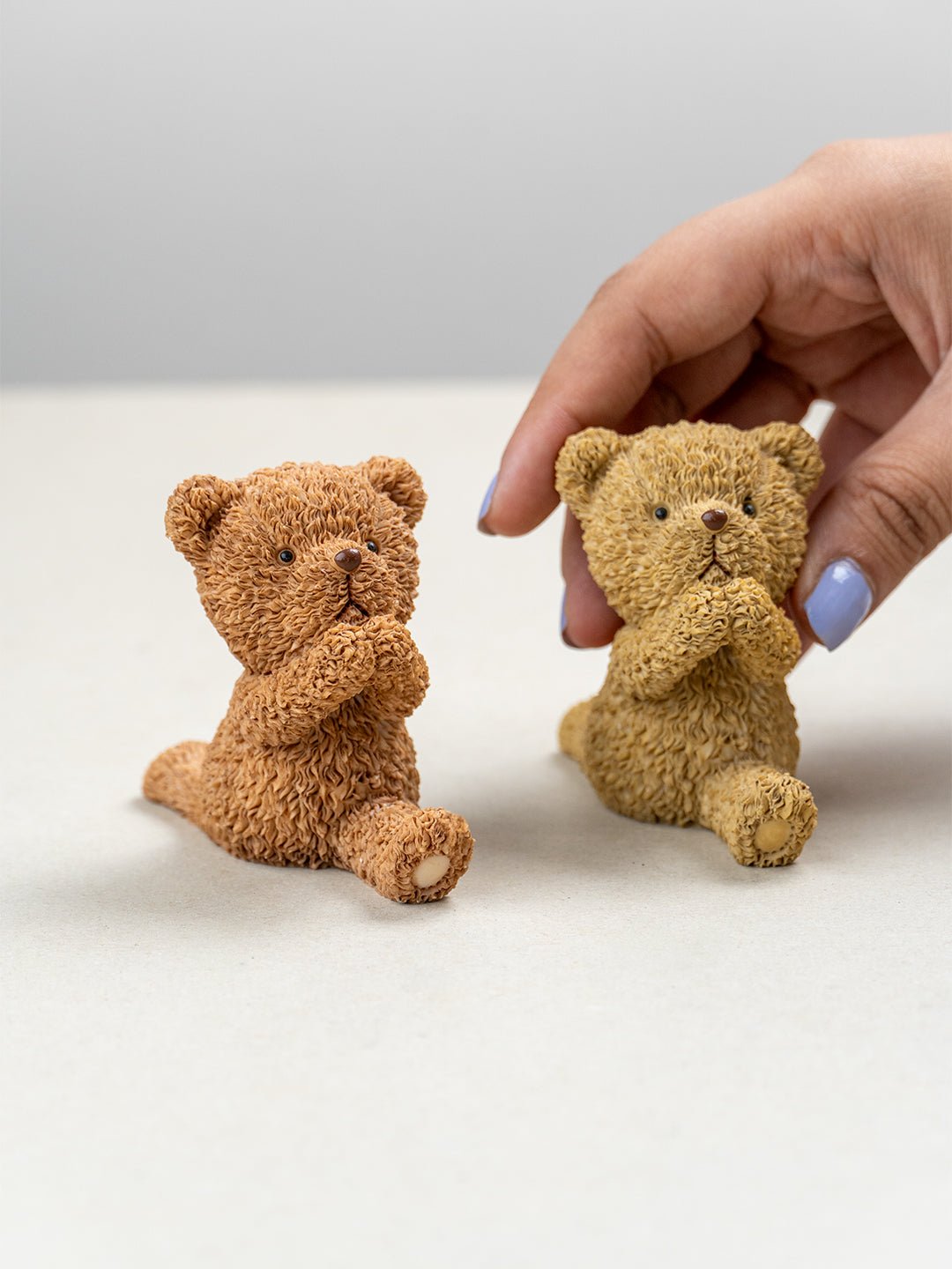 Brown & Beige Yoga Pose Teddy Bear Figurines Set of 2 - The Golden Theory