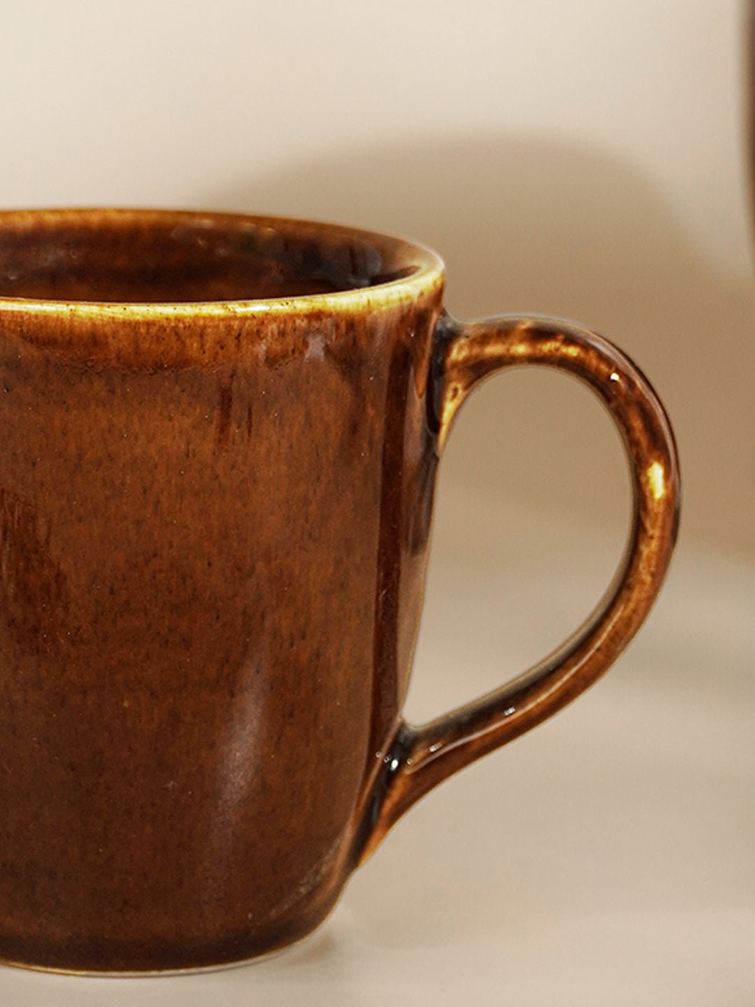 Brown Ceramic Coffee Mug with Golden Border | Set of 2 Secondary image