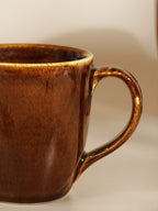 Brown Ceramic Coffee Mug with Golden Border | Set of 2 - The Golden Theory