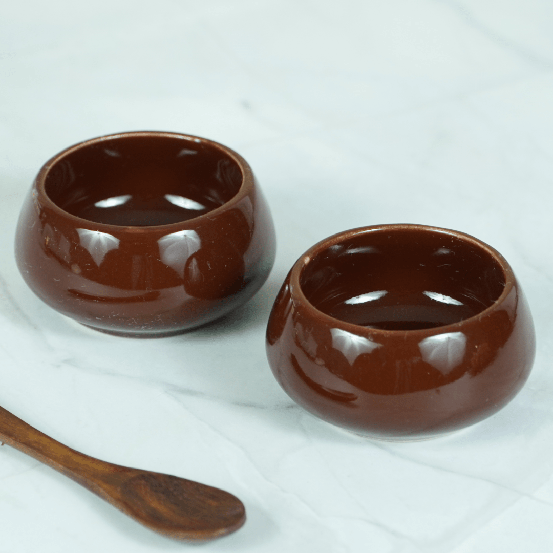 Brown Ceramic Dip Delight | Set of 2 - The Golden Theory