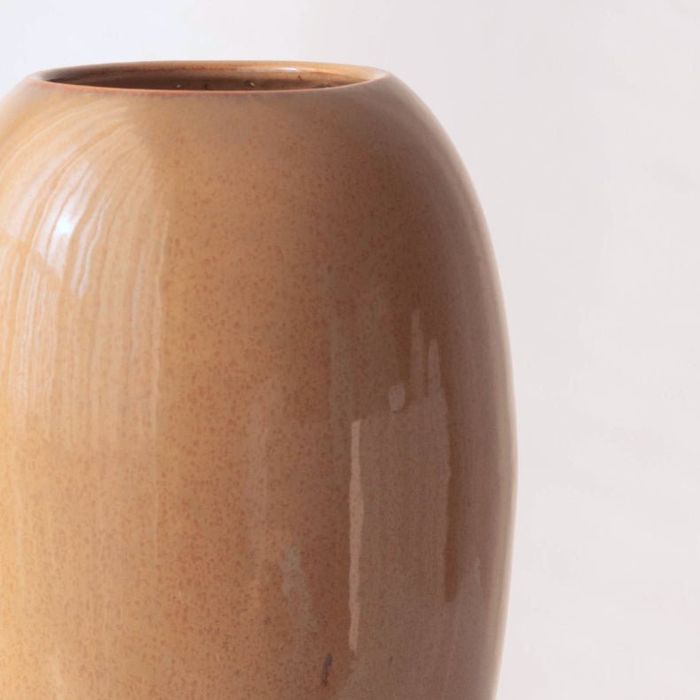 Brown Ceramic Oval Shaped Flower Vase - The Golden Theory
