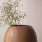 Brown Ceramic Oval Shaped Flower Vase - The Golden Theory