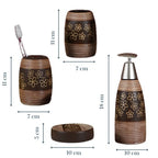 Brown Floral Hand painted Bathroom Accessory Set - The Golden Theory
