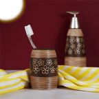 Brown Floral Hand painted Bathroom Accessory Set - The Golden Theory