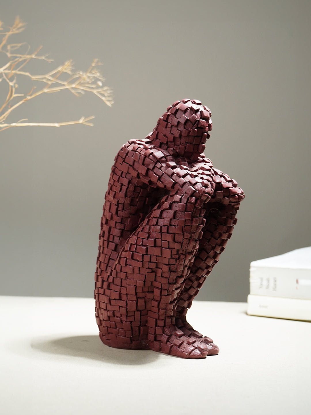Brown Mosaic Sitting Human Sculpture - The Golden Theory Main image