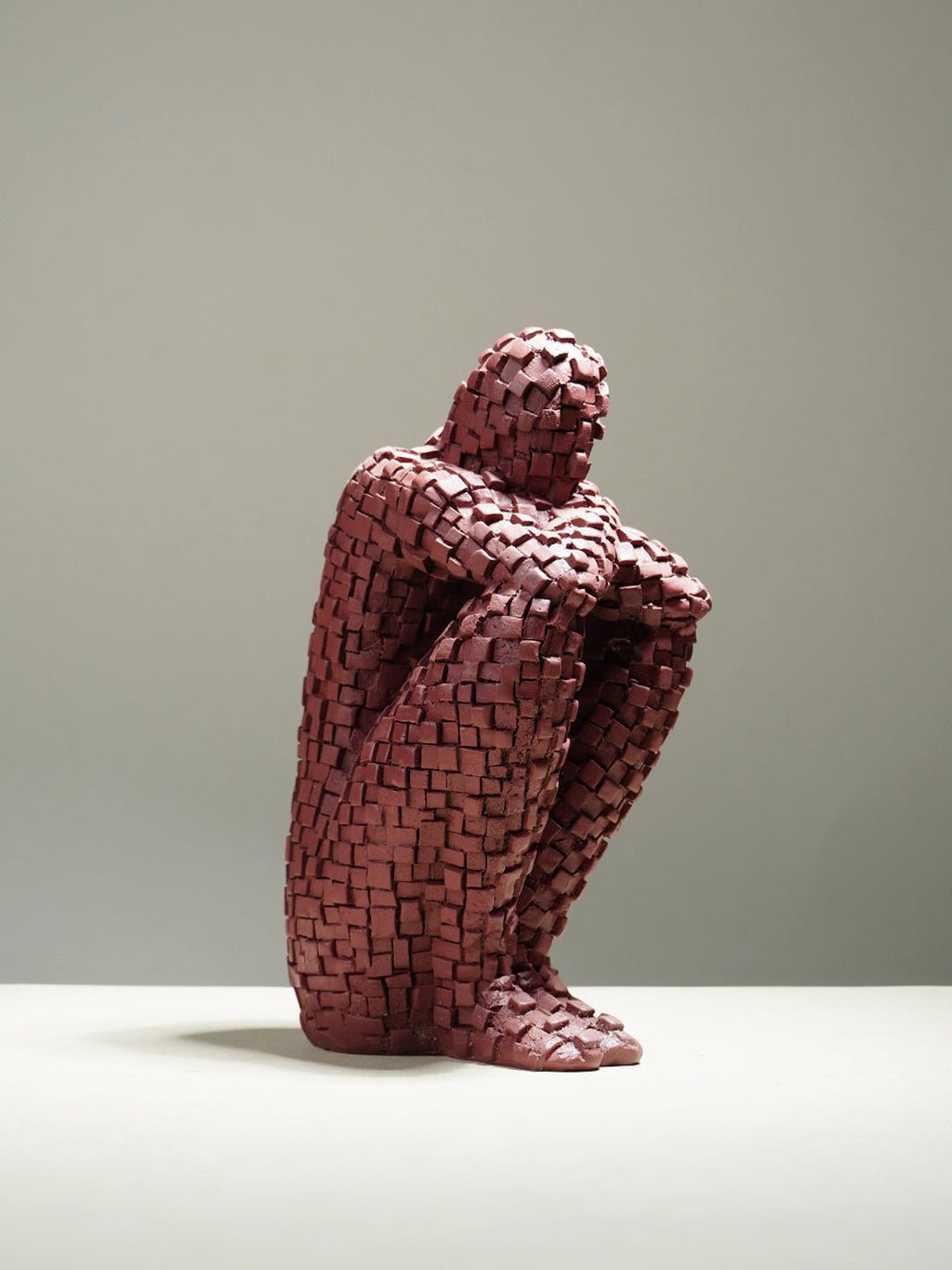 Brown Mosaic Sitting Human Sculpture - The Golden Theory
