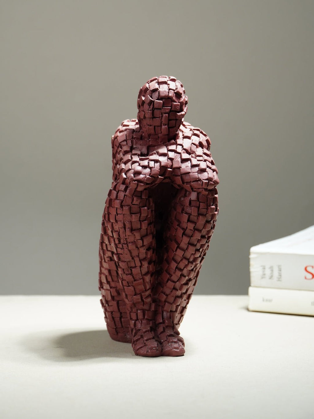Brown Mosaic Sitting Human Sculpture - The Golden Theory