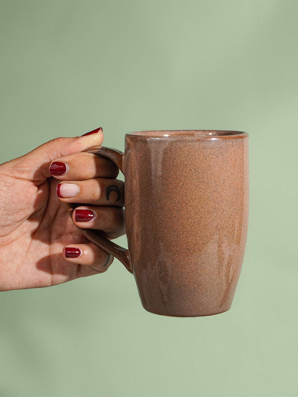 Brown Speckled Ceramic Mug with Tall Design - The Golden Theory
