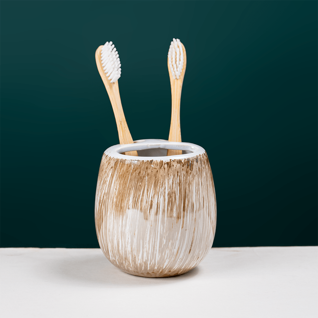 Brown Streaked Glass Bathroom Set of 4 - The Golden Theory