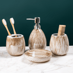 Brown Streaked Glass Bathroom Set of 4 - The Golden Theory