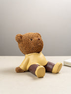 Brown Teddy Bear Figurine in Yellow Hoodie - The Golden Theory