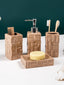 Brown Textured Ceramic Bathroom Set of 4 - The Golden Theory
