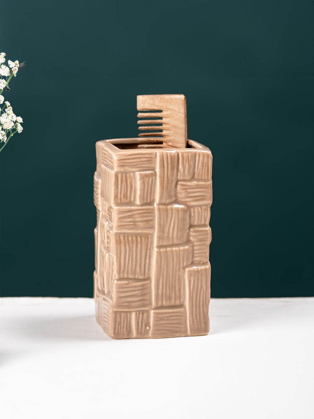 Brown Textured Ceramic Bathroom Set of 4 - The Golden Theory