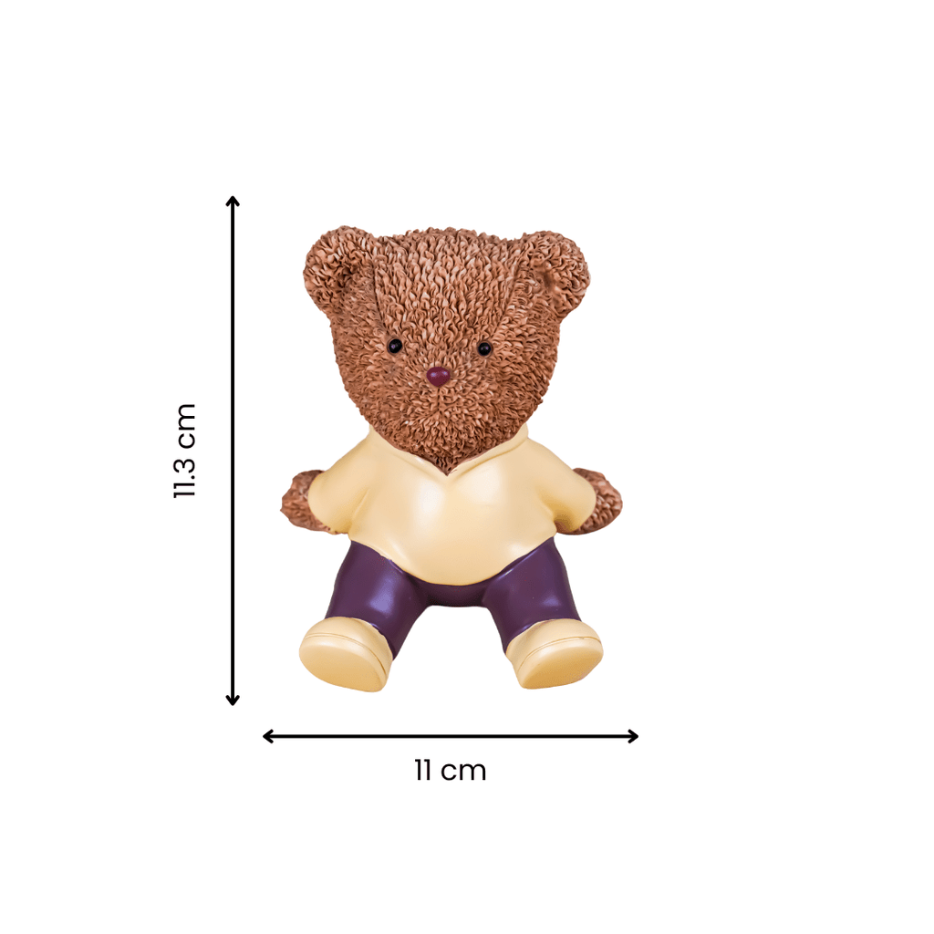 Brown Textured Teddy Bear Figurine in Yellow Shirt - The Golden Theory