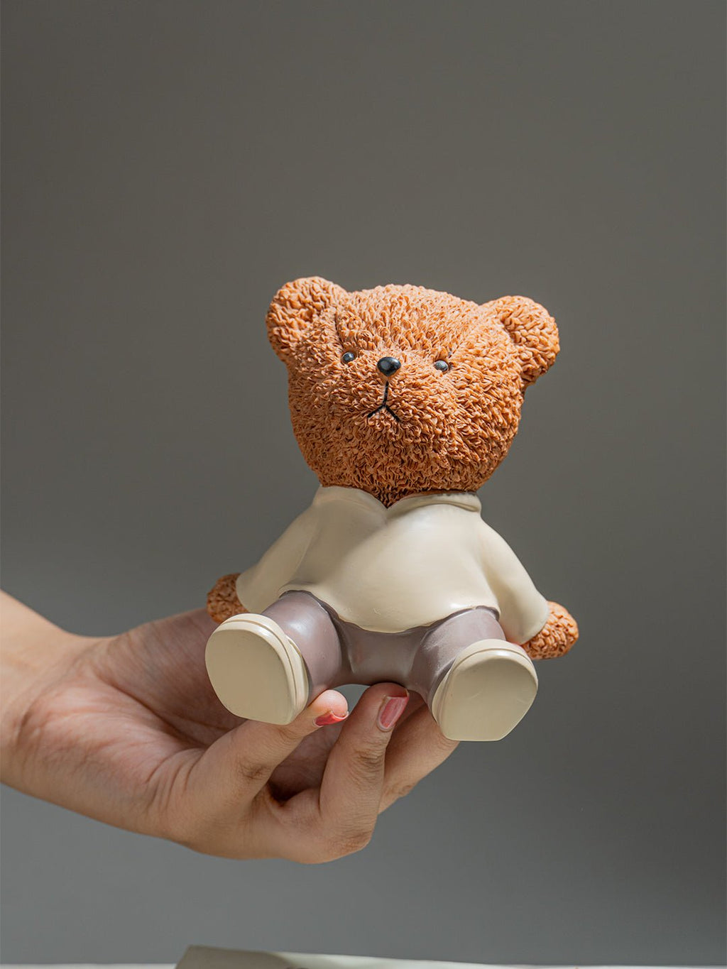 Brown Textured Teddy Bear Figurine in Yellow Shirt - The Golden Theory