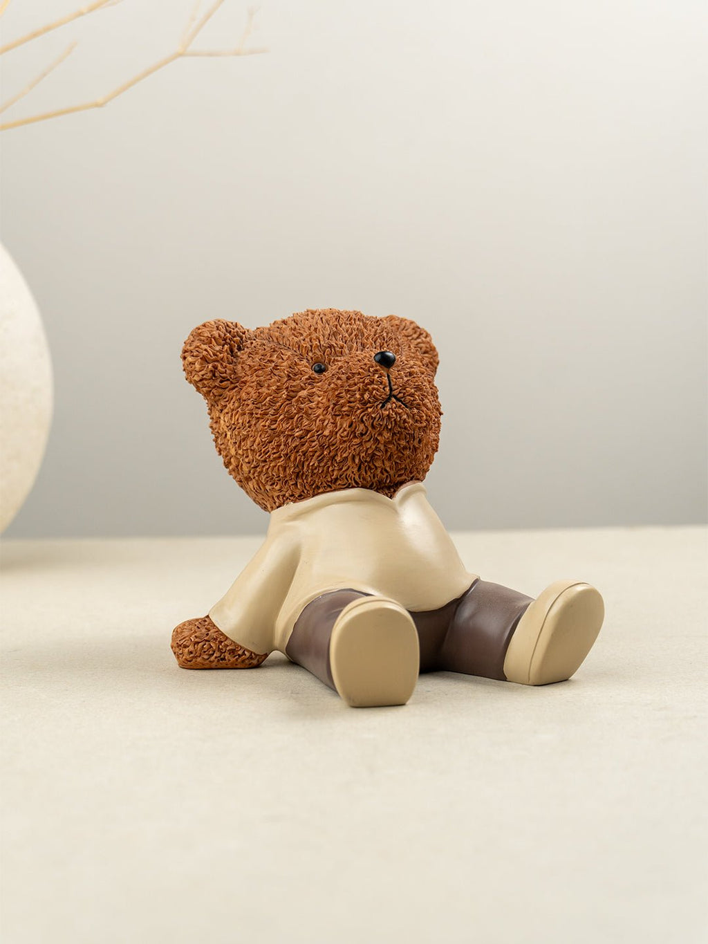 Brown Textured Teddy Bear Figurine in Yellow Shirt - The Golden Theory