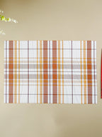 Brown & White Plaid Table Mat with Textured Weave - The Golden Theory