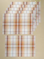 Brown & White Plaid Table Mat with Textured Weave - The Golden Theory