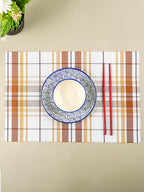 Brown & White Plaid Table Mat with Textured Weave - The Golden Theory