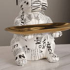 Bull Dog Statue Living Room Decor Table with Tray - The Golden Theory