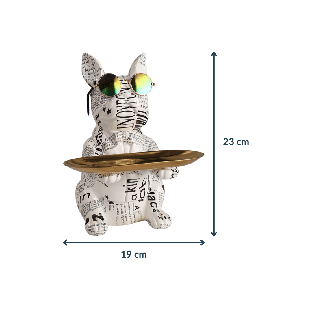 Bull Dog Statue Living Room Decor Table with Tray - The Golden Theory