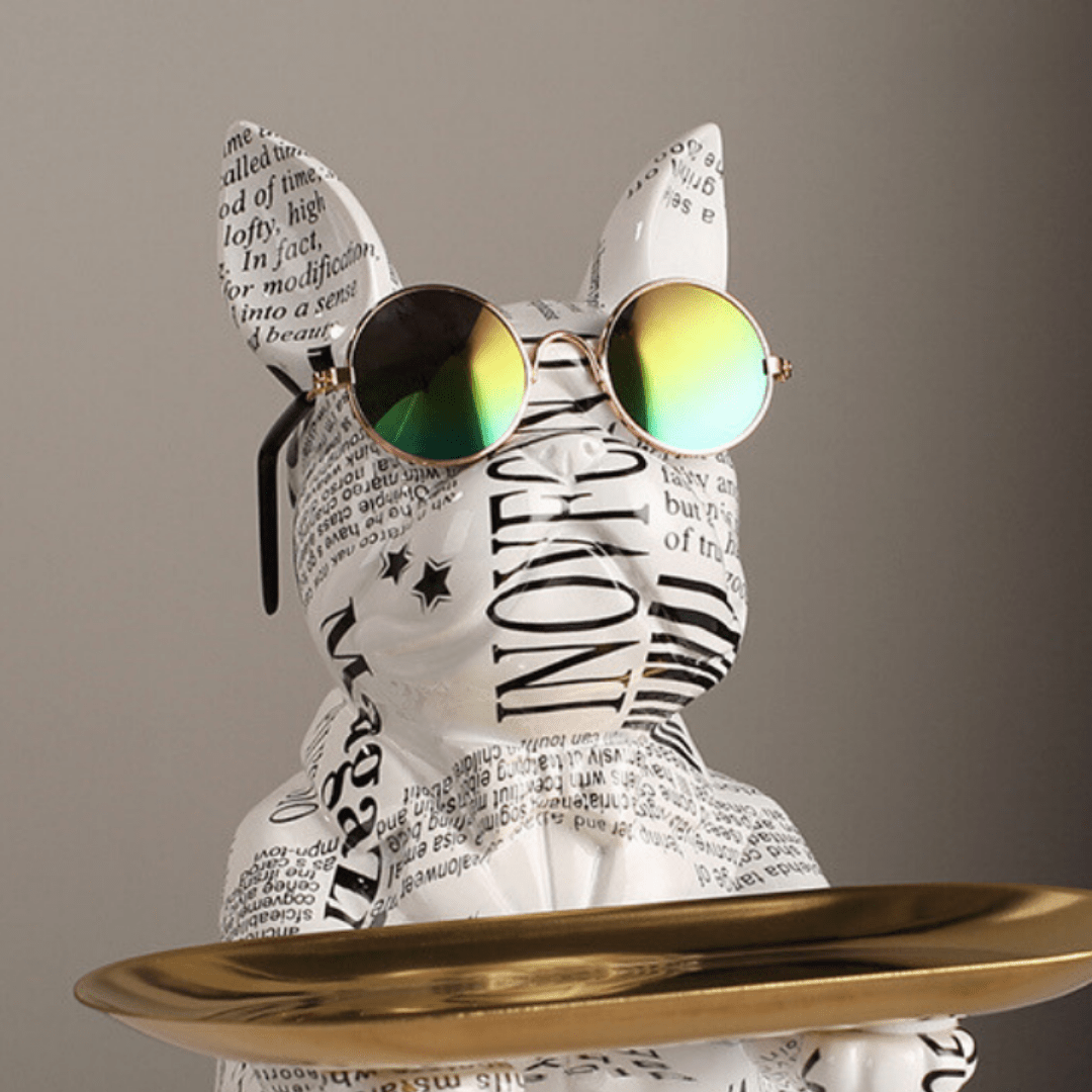 Bull Dog Statue Living Room Decor Table with Tray Secondary image