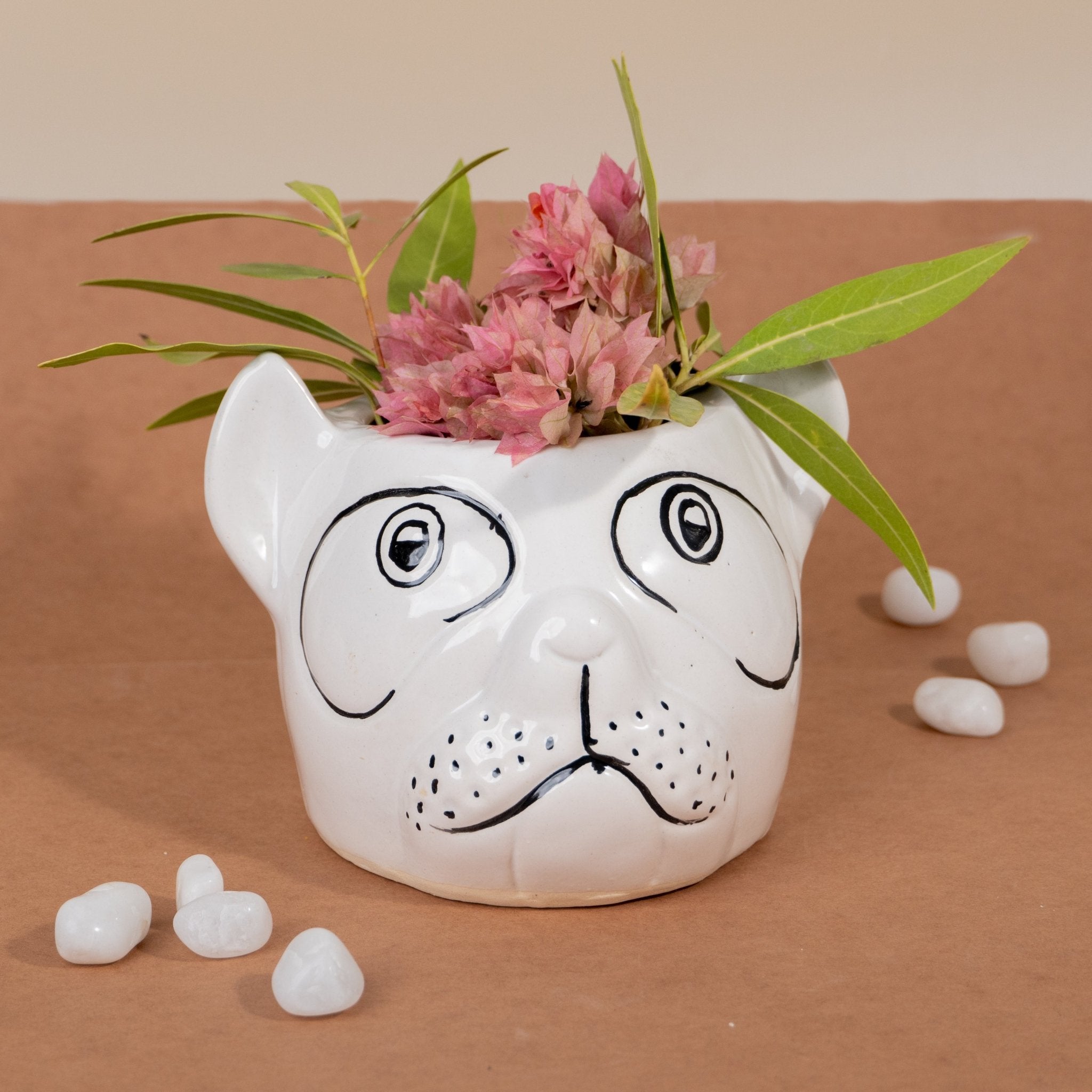 Bulldog Face Ceramic Planter - The Golden Theory