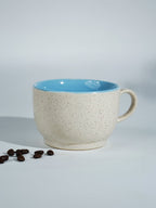 Cappuccino Cup in Light Blue Ceramic with White Exterior - The Golden Theory