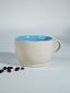Cappuccino Cup in Light Blue Ceramic with White Exterior - The Golden Theory