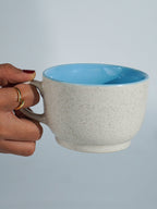 Cappuccino Cup in Light Blue Ceramic with White Exterior - The Golden Theory