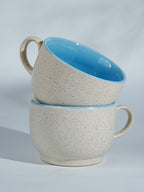 Cappuccino Cup in Light Blue Ceramic with White Exterior - The Golden Theory