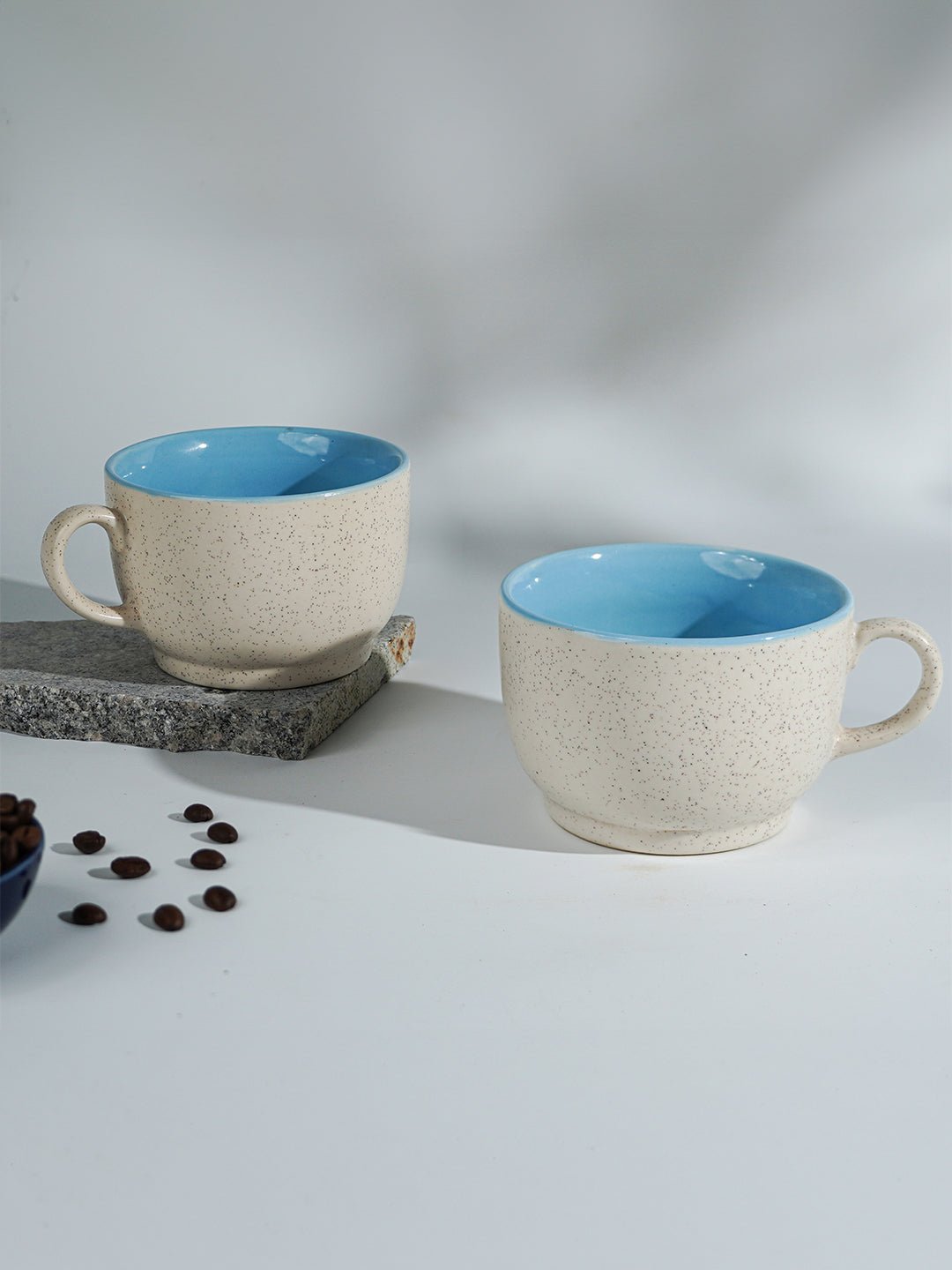 Cappuccino Cup in Light Blue Ceramic with White Exterior Secondary image