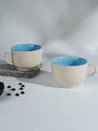 Cappuccino Cup in Light Blue Ceramic with White Exterior - The Golden Theory