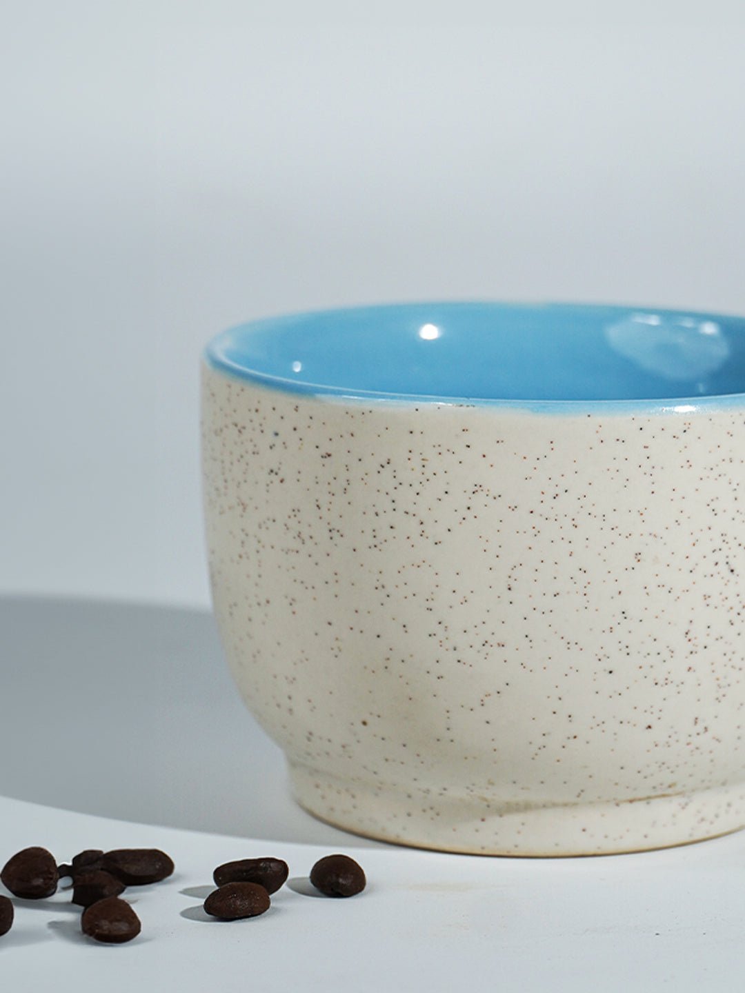 Cappuccino Cup in Light Blue Ceramic with White Exterior - The Golden Theory