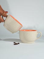 Cappuccino Cup in Orange Ceramic with White Exterior - The Golden Theory