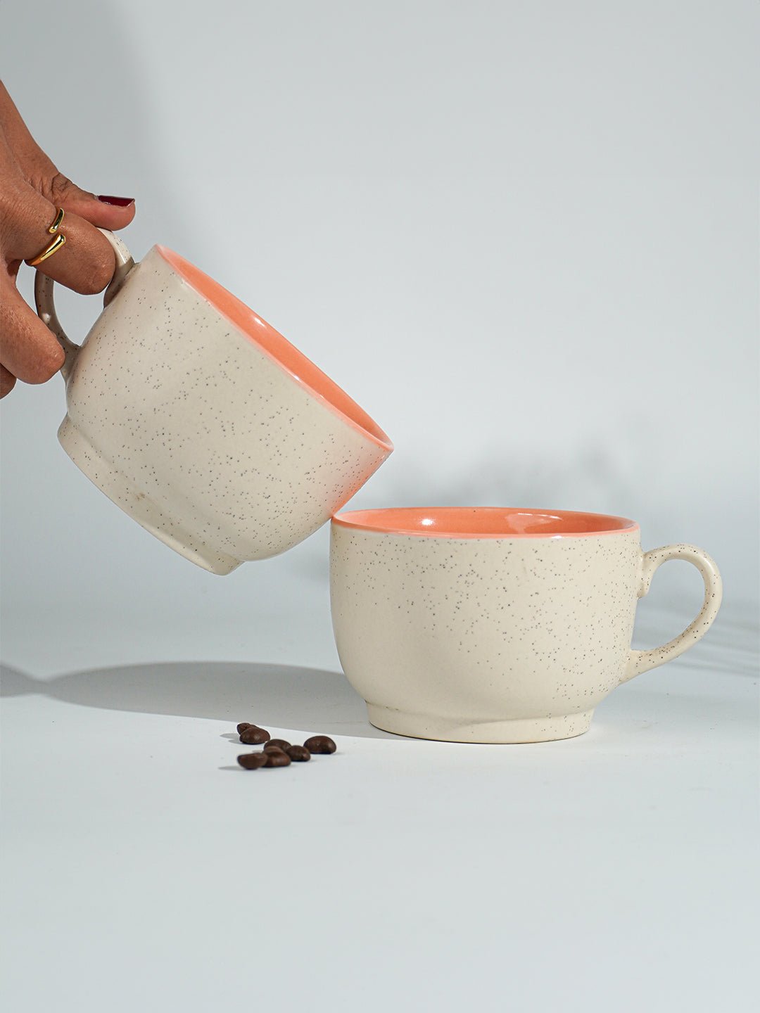 Cappuccino Cup in Orange Ceramic with White Exterior - The Golden Theory