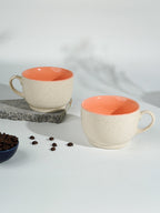 Cappuccino Cup in Orange Ceramic with White Exterior - The Golden Theory