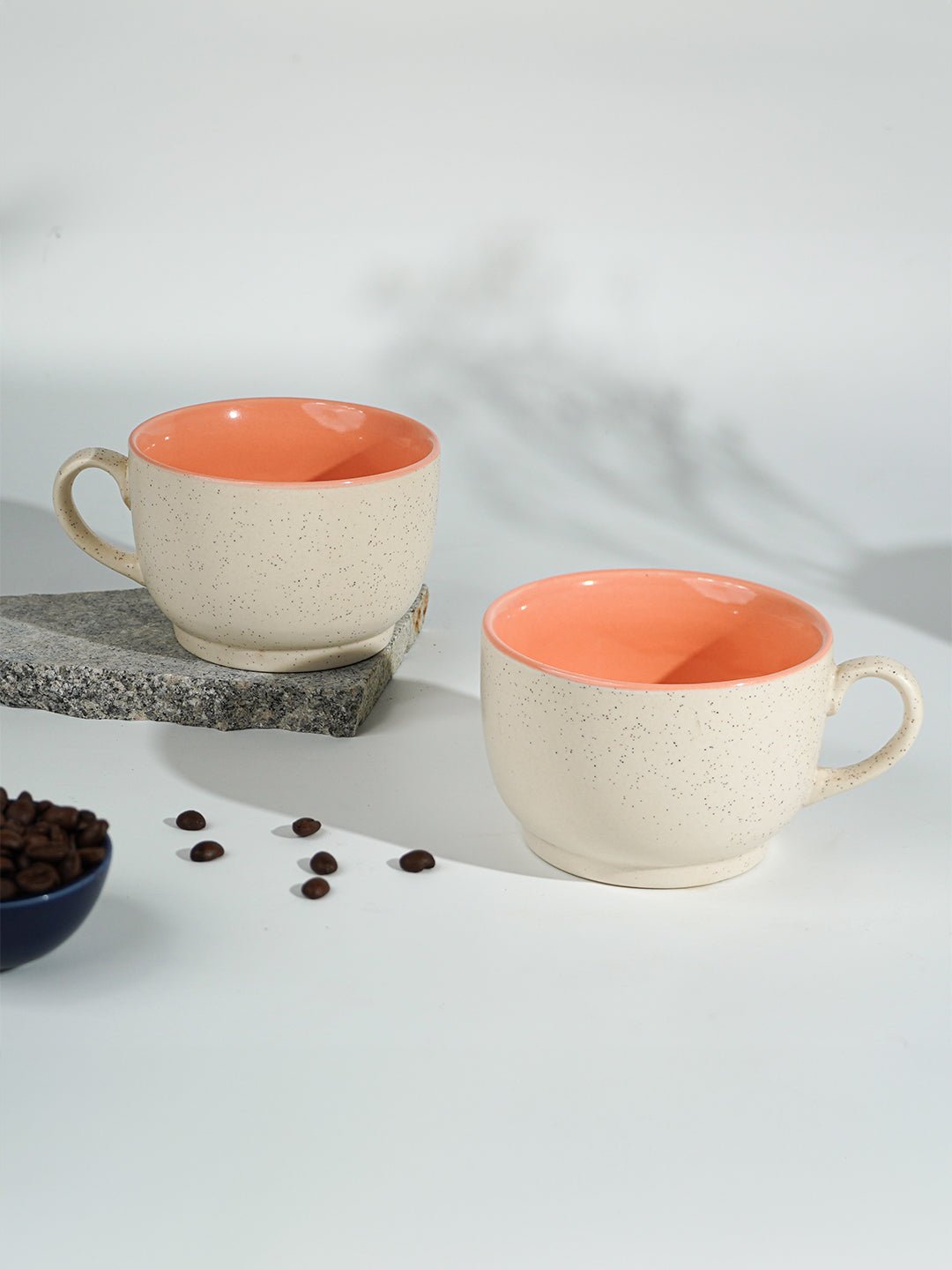 Cappuccino Cup in Orange Ceramic with White Exterior - The Golden Theory