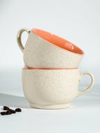 Cappuccino Cup in Orange Ceramic with White Exterior - The Golden Theory