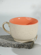 Cappuccino Cup in Orange Ceramic with White Exterior - The Golden Theory