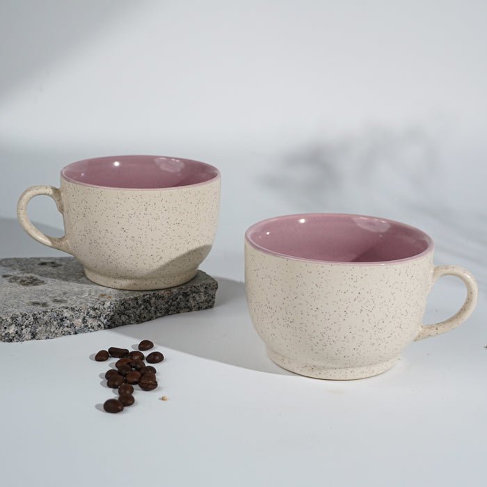 Cappuccino Cup in Pink Ceramic with White Exterior - The Golden Theory