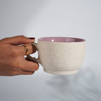 Cappuccino Cup in Pink Ceramic with White Exterior - The Golden Theory