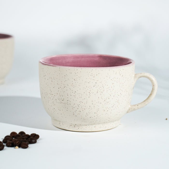 Cappuccino Cup in Pink Ceramic with White Exterior - The Golden Theory Main image