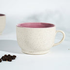 Cappuccino Cup in Pink Ceramic with White Exterior - The Golden Theory
