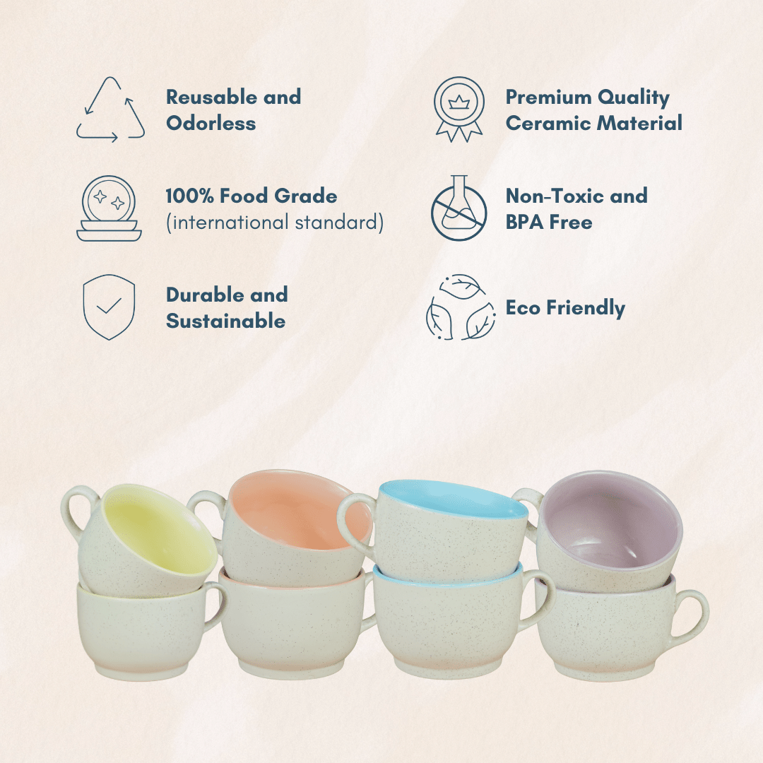Cappuccino Cup in Yellow Ceramic with White Exterior - The Golden Theory