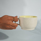 Cappuccino Cup in Yellow Ceramic with White Exterior - The Golden Theory