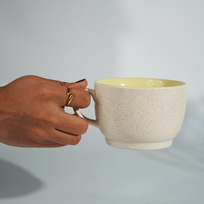 Cappuccino Cup in Yellow Ceramic with White Exterior - The Golden Theory